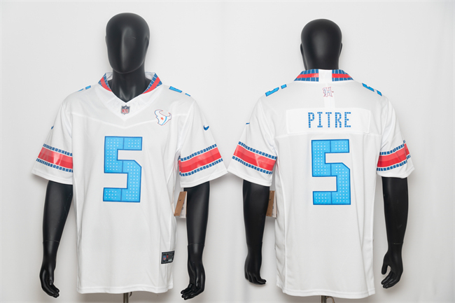 Men's White Houston Texans #5 Jalen Pitre 2026 'HOUSTON/US' Rivalries Collection Limited Stitched Football Jersey
